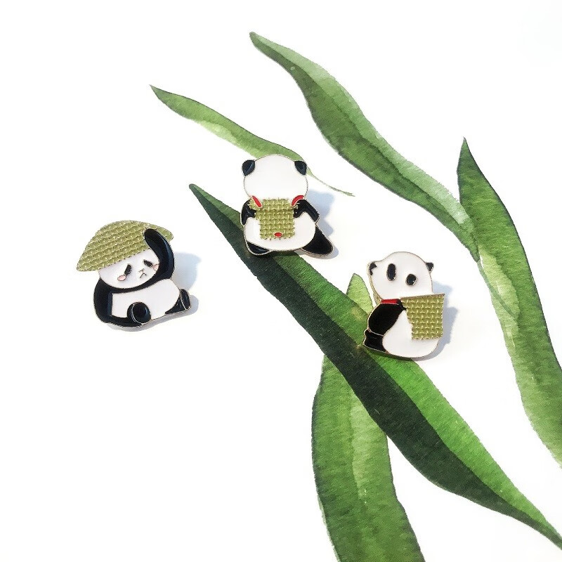 zhanguins卡通可爱民族熊猫胸针国风萌萌哒动物胸花创意古典风徽章