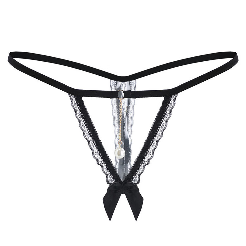 玛仕先生(mas mr)蝴蝶结吊坠开叉丁字裤女士性感t裤诱惑裤衩女开裆裤