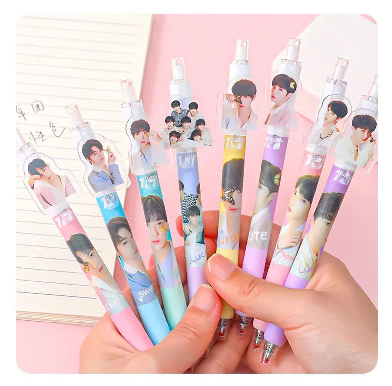 tnt时代少年团周边高颜值按动笔马嘉祺刘耀文丁程鑫贴片笔 粉色张真源