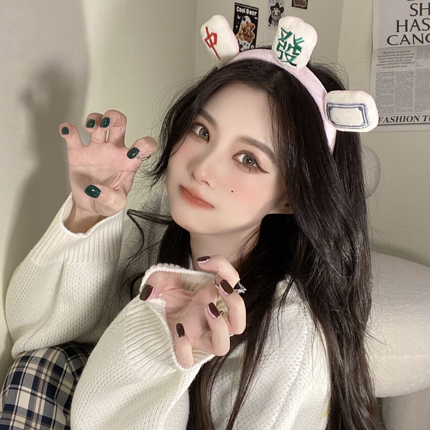 搞怪少女心麻将发带发箍洗脸头箍化妆敷面膜压发发卡日韩发饰品潮麻将