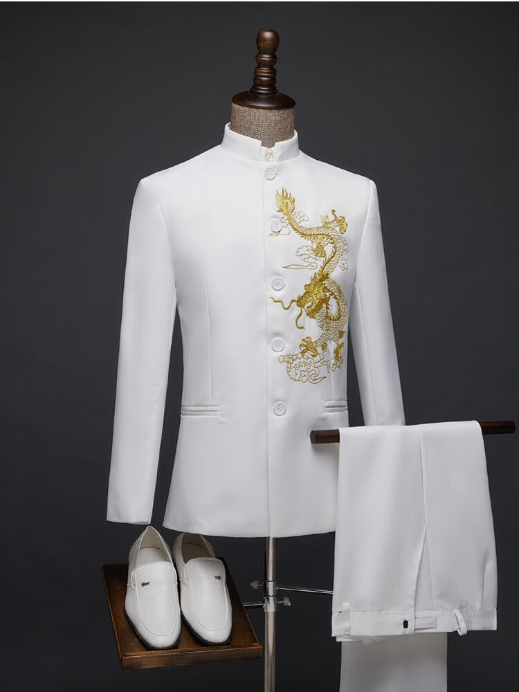 华伦天奴·奥兰迪轻奢高品质男装中老年中山装大合唱团演出服男士乐队