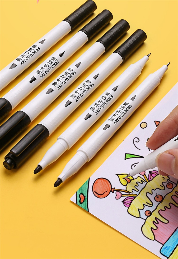 晨光spm21302 勾线笔 双头记号笔 黑/蓝/红色 一盒12支价格 红色