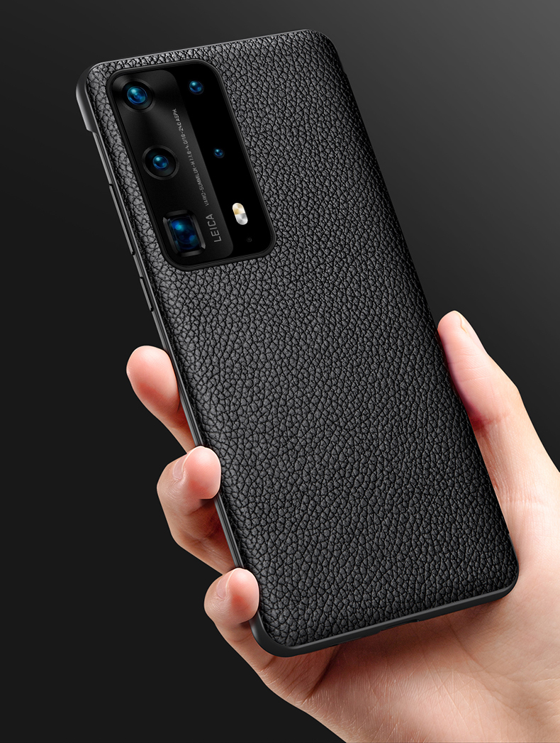 保护套5g版智能休眠皮套p40pro全包防摔商务保护套 华为p40pro 典雅黑