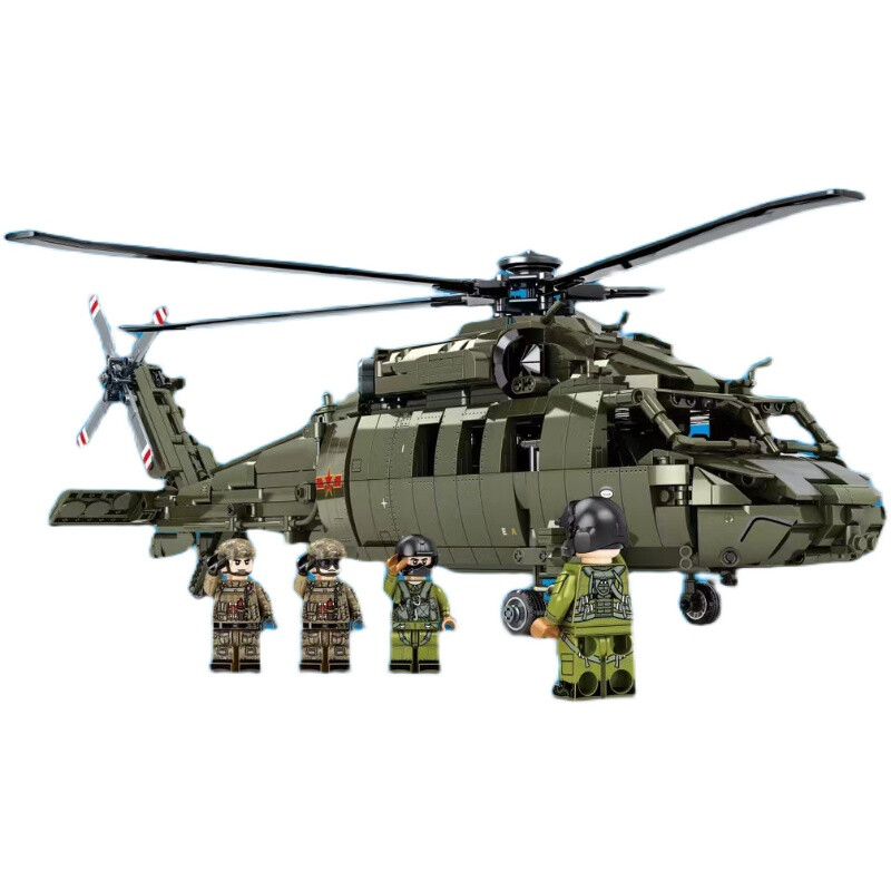 积木大型遥控直20武装直升机男孩拼装飞机模型玩具森宝705992运20大型