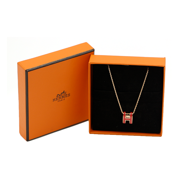 hermes/爱马仕 项链 女士经典h扣pop项链女 锁骨链吊坠 奶茶金【图片