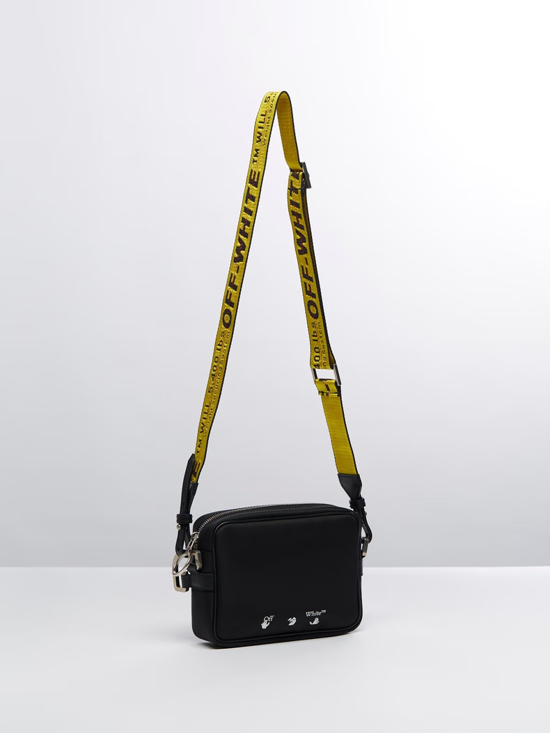 off white 男士黑色尼龙经典logo印花徽标小号斜挎包 男士黑色小号斜