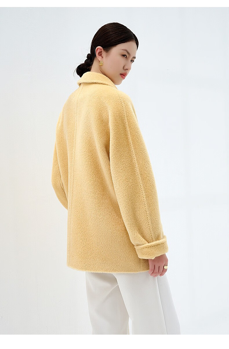 王恋雪k381冬季新款毛呢外套女阿尔巴卡苏力羊驼绒高端经典101801大衣