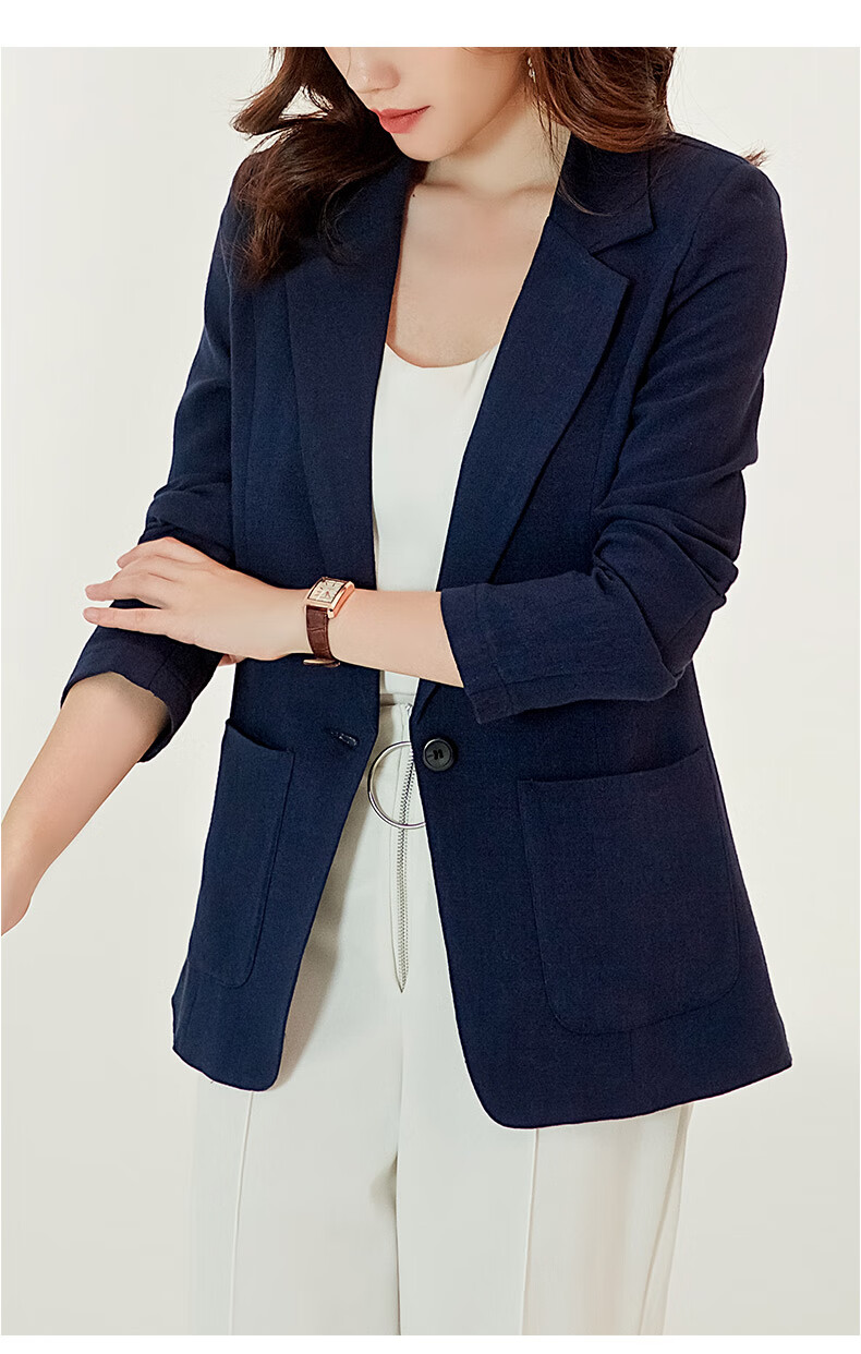 阿亨通勤优雅时尚气质服单西面试服亚麻小西装女外套薄款2020夏装长袖