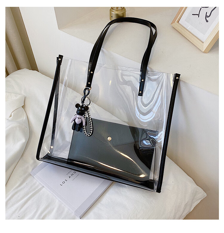 cn bv lv i轻奢品牌pvc透明包包女2022夏天新款潮时尚百搭单肩包大