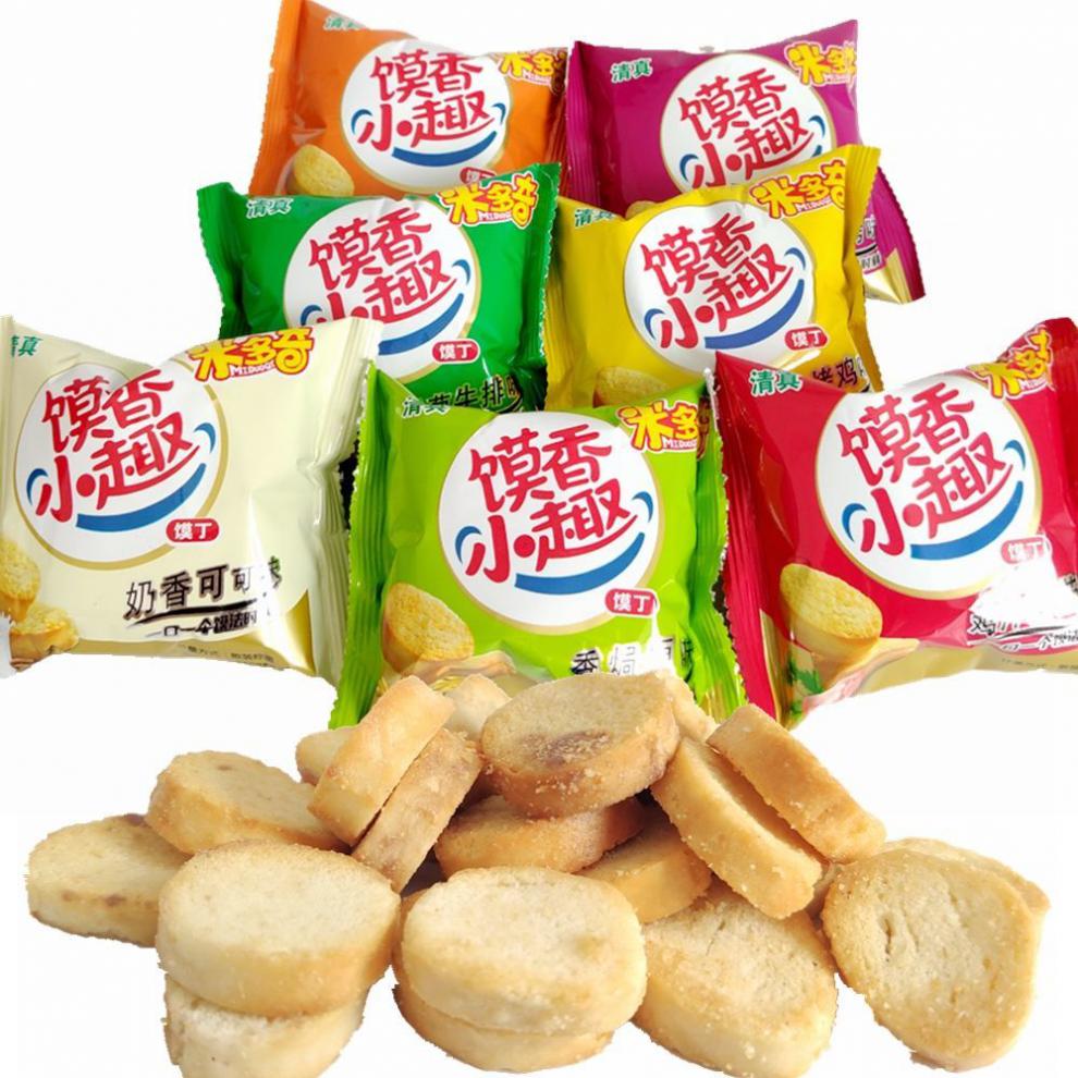 米多奇烤香小趣馍丁1斤小馍片休闲零食多味混合早餐馒头片饼干 奶香
