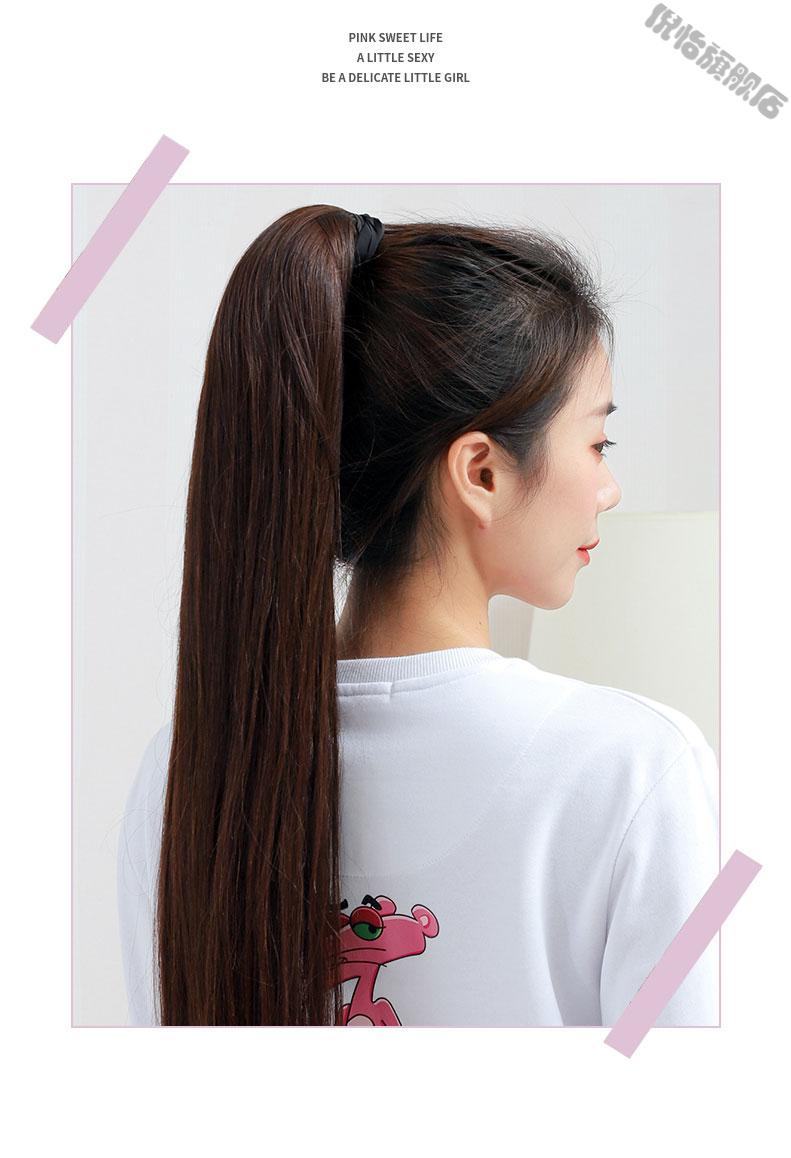 抓夹马尾假发中长短发女全真人发丝绑带式高马尾自然直发辫子真发真发