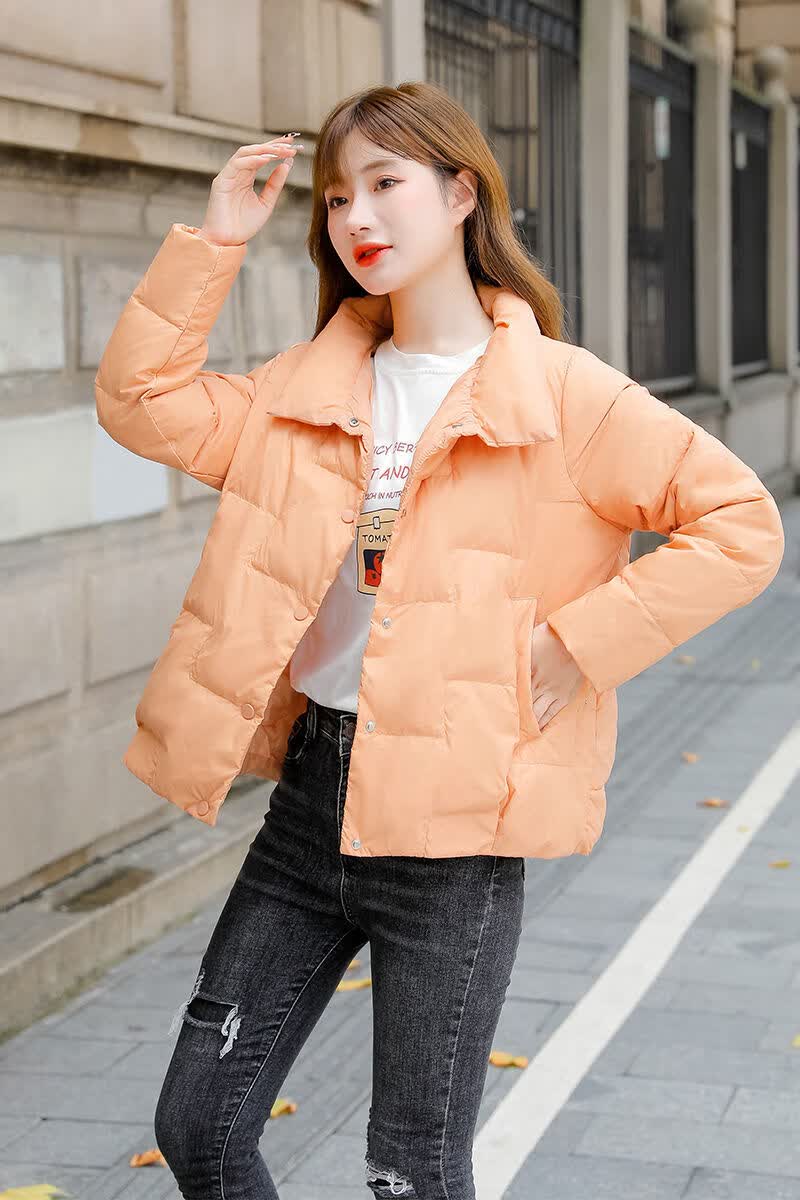 拉夏贝尔九江羽绒服女 2022年新款羽绒服女短款立领时尚面l包服小个子