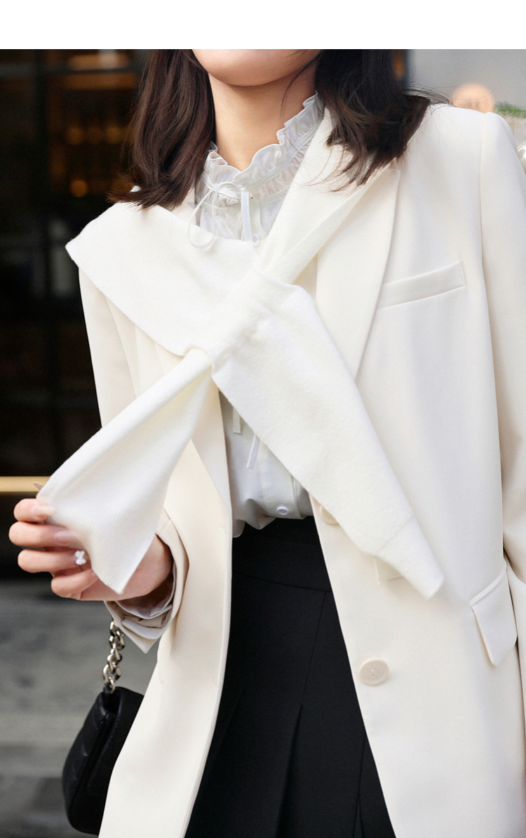 商场同款乐町披肩西装2022春季新款设计感西装女c5bac1102白色m