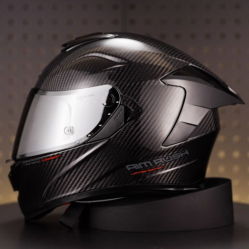ar碳纤维摩托车男女士大尾翼头盔盔冬季防雾双镜片机车全盔四季 3k碳