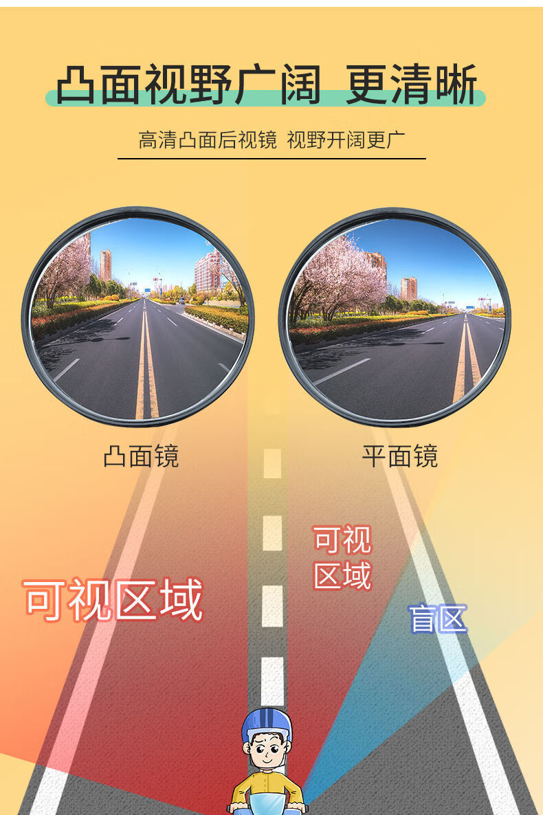 自行车后视镜电瓶车凸面镜单车反光镜山地车后视镜电动车后视镜2个装