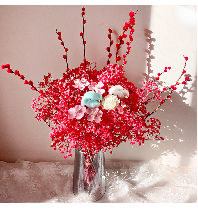 新品云南干花花束混搭永生花满天星银柳送礼居家插花花艺仲夏不含花瓶