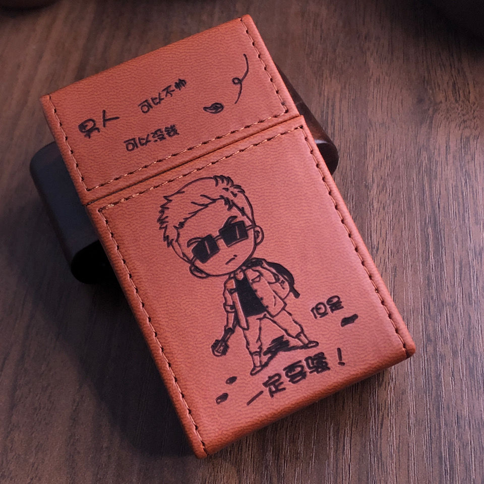 oloey烟盒套高档粗烟整包20支装男士皮烟盒定制刻字送礼生日礼物雕刻