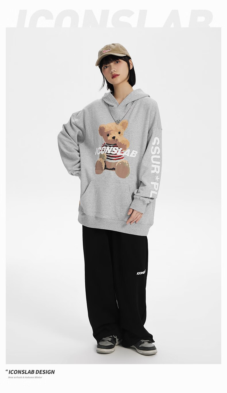 【张真源同款】iconslab联名ssur plus小熊卫衣卡通帽衫