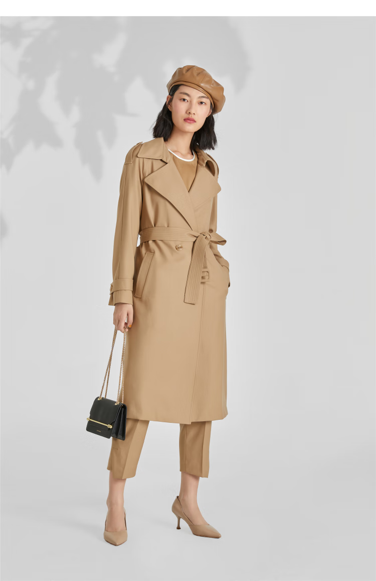 预售歌莉娅 春季新品 精纺羊毛风衣外套 112l6e270 35h花杏 s(预计10