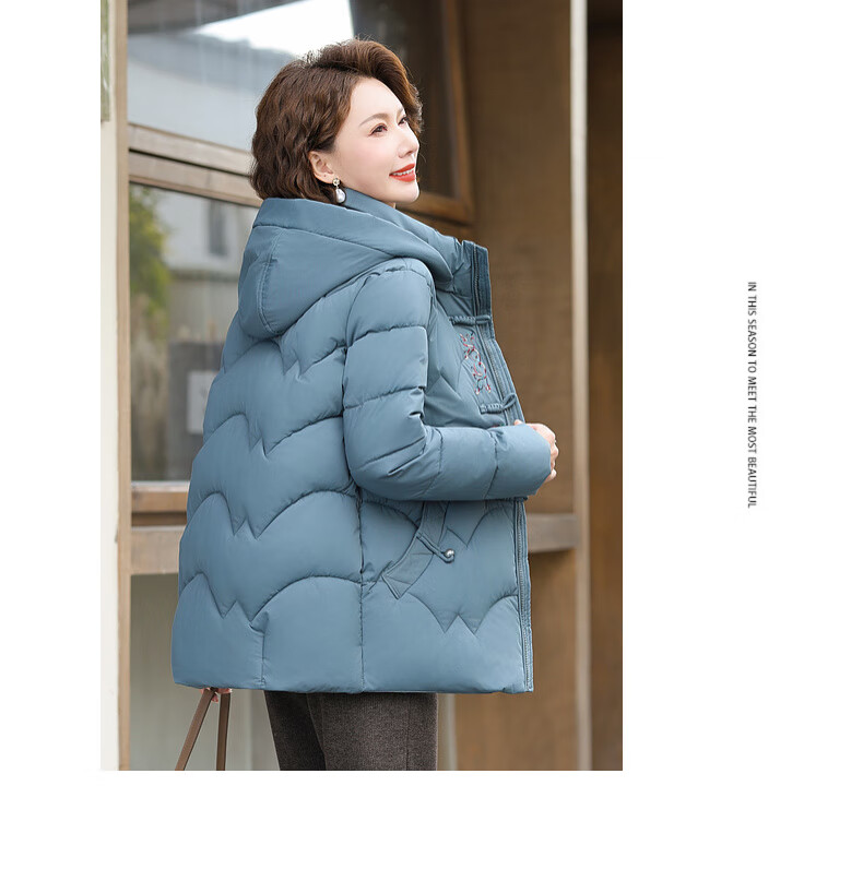 QIUFULUO Women's Winter Down Cotton Jacket Red High-End Coat Middle-Aged and Elderly Fashion Warm Clothing for 50s and 60s 19