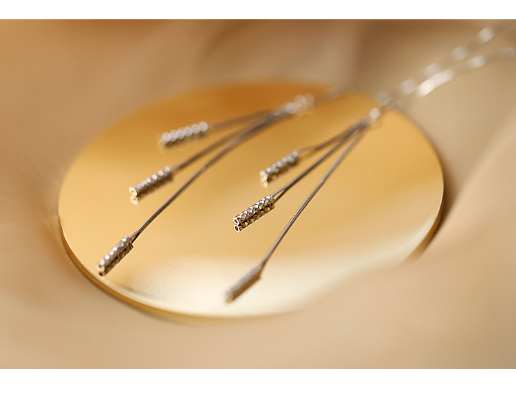 雅蝶娜925银流苏耳线女气质超仙耳坠长款显脸瘦大气耳饰925银圆柱流苏