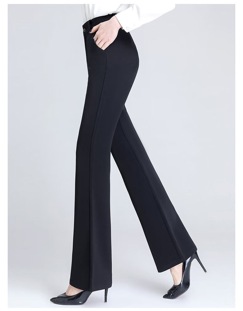 垂感喇叭裤女秋冬季新款中厚款高腰显瘦微喇叭西裤宽松女长裤甩裤黑色