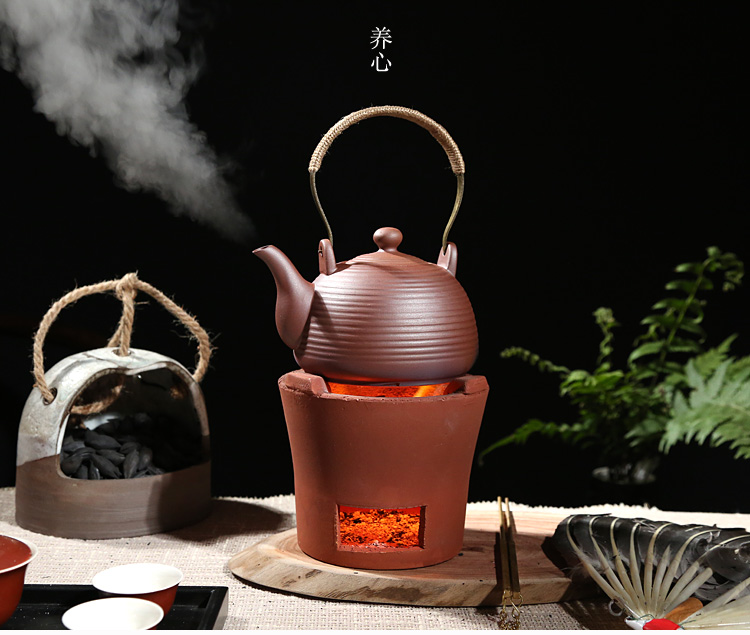 布兰格迪布兰格迪烧炭茶炉煮茶器侧把壶红泥炉小火炉风炉橄榄炭木炭
