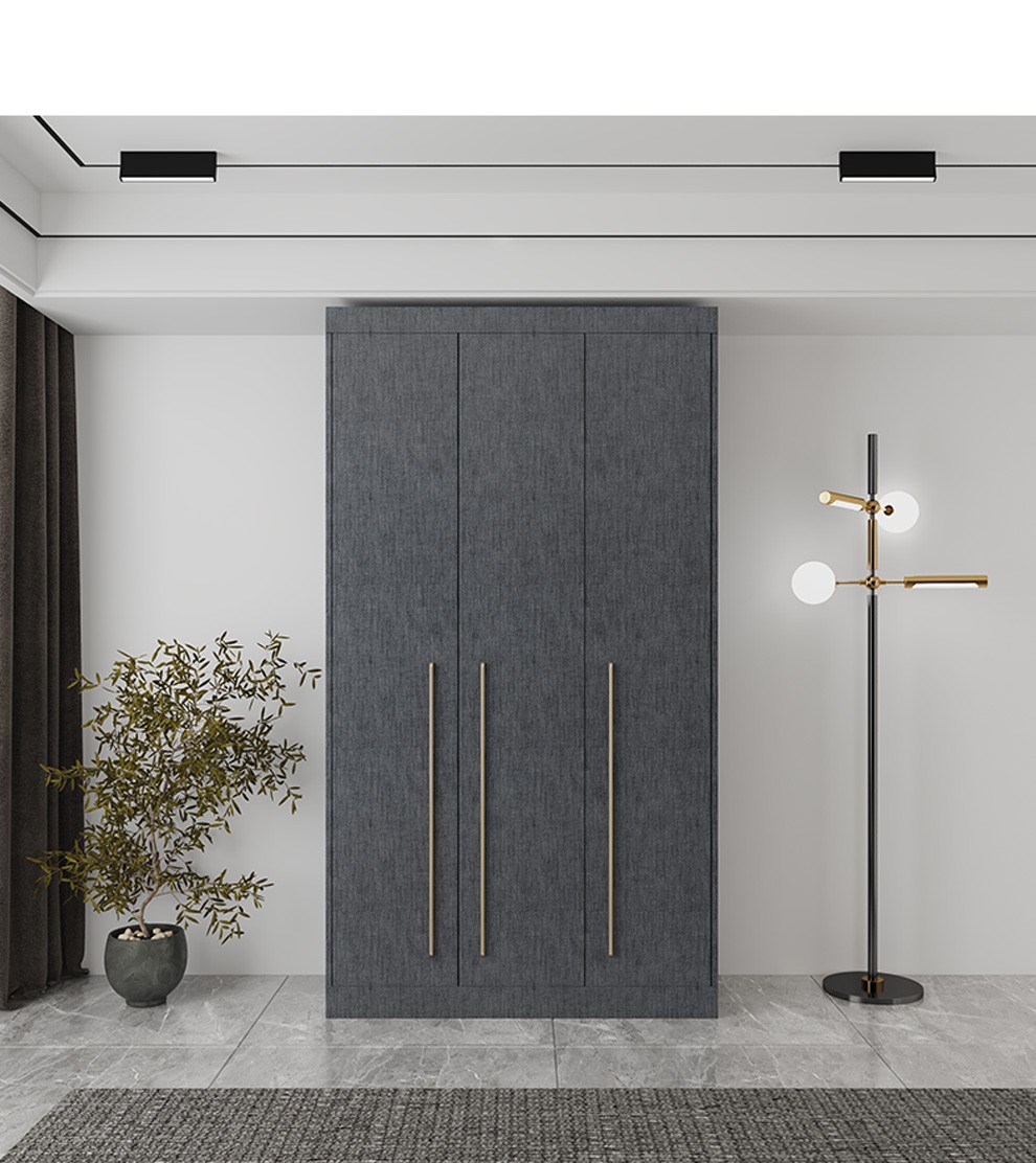 华艺智家现代简约衣柜轻奢灰色开门衣柜两门三门四门五门六门衣柜卧室