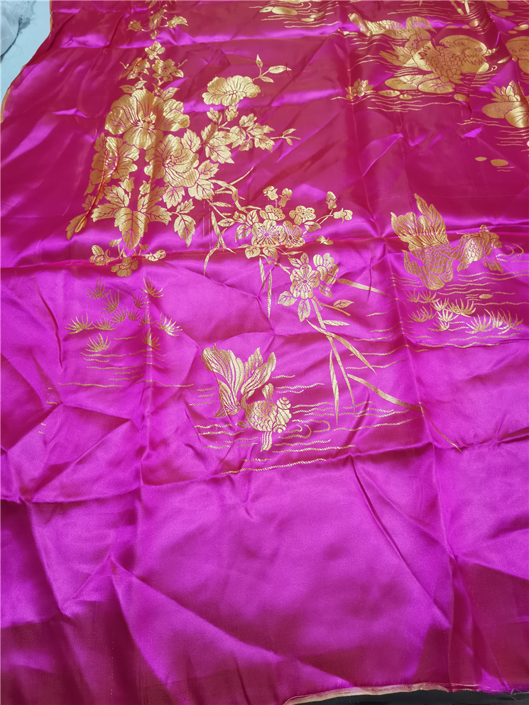 被面 结婚 八十年代老式复古真丝软缎被面面料桑蚕丝中国民族风背面