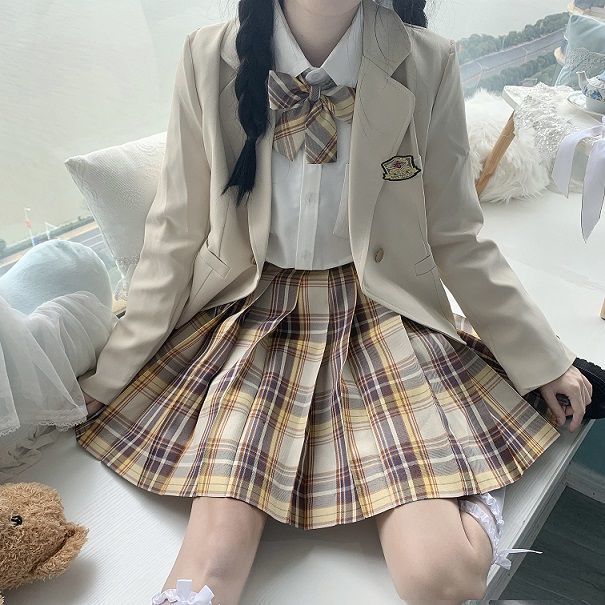 拉夏贝尔 基础款西服森林来信格裙jk制服西装套装女学生学院风班服
