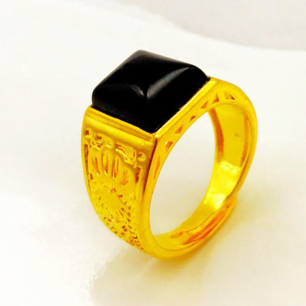 knriquen越南沙金色戒指男金色饰品99开口首饰圣诞节礼物花戒指