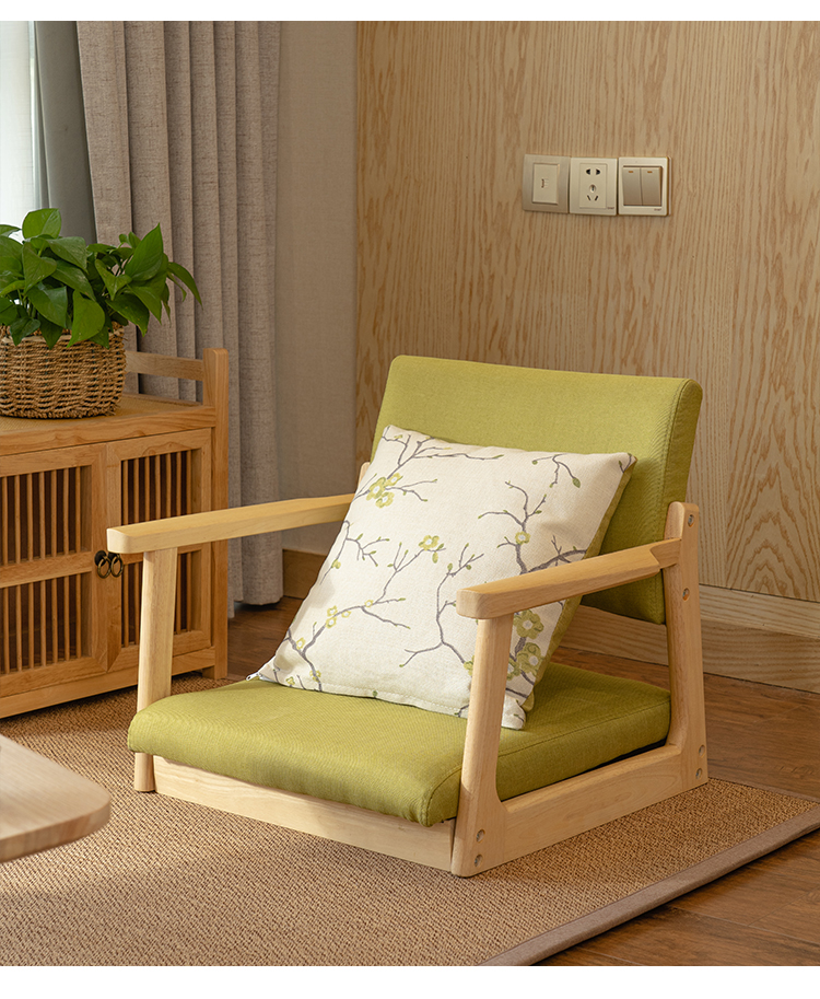 榻榻米椅子靠背椅日式无腿凳靠椅和室扶手实木电脑飘窗床上矮座椅清风