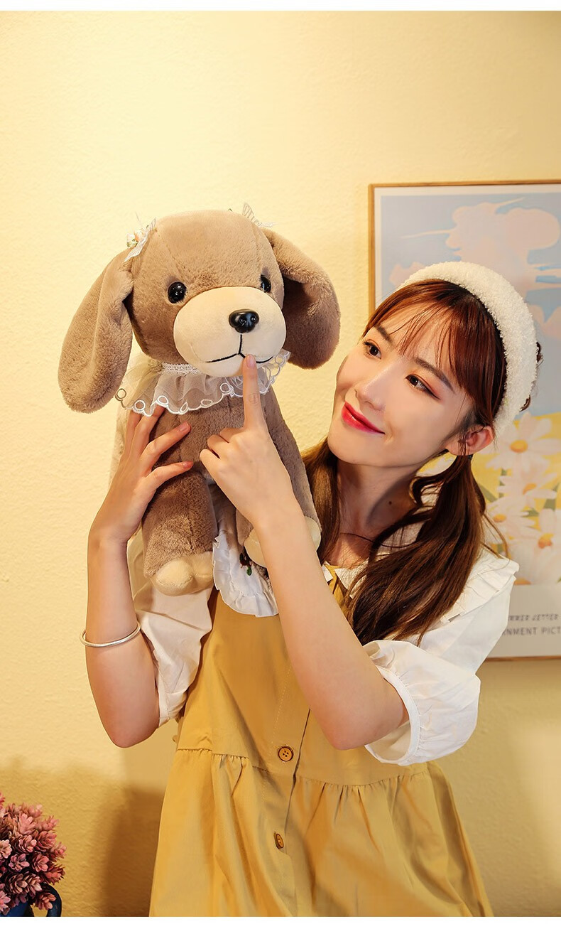 晶广 可爱小狗狗巧克力美犬毛绒玩具公仔安抚儿童摆件女生睡觉搂礼物