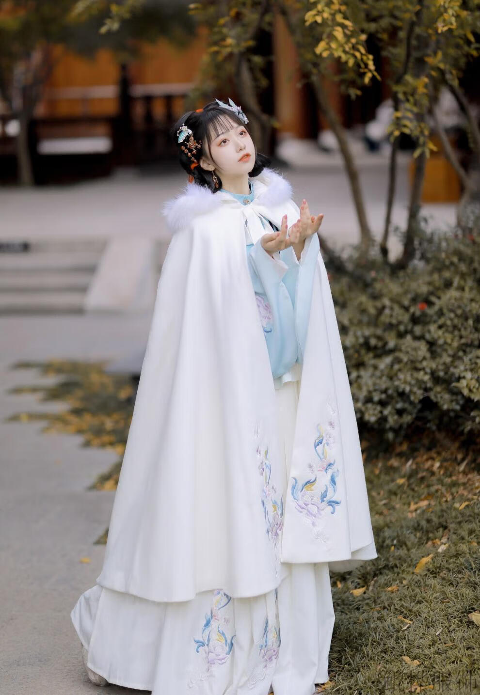 鲲桦明制汉服设计相思引汉服明制中国风刺绣斗篷云肩日常汉服套装