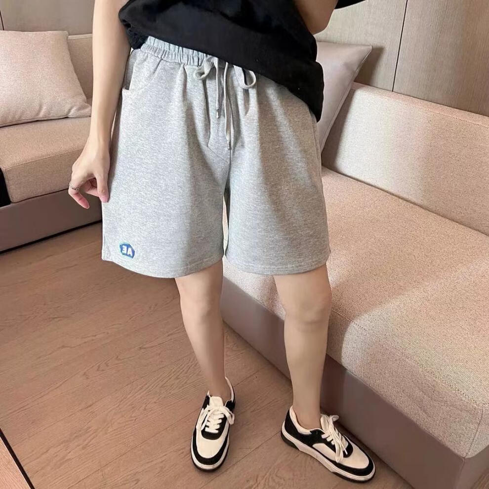 ader官方旗舰本短裤女ae字母夏季休闲宽松五分裤子男抽绳 黑色 a1
