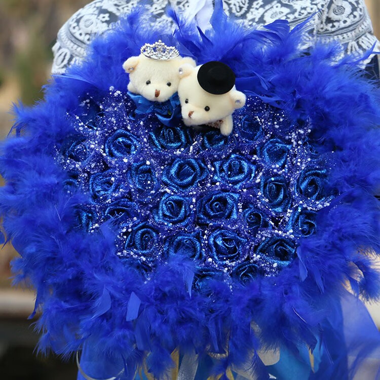永生蓝玫瑰花99朵仿真花束假花生日情人节礼物 66朵蓝色妖姬【图片