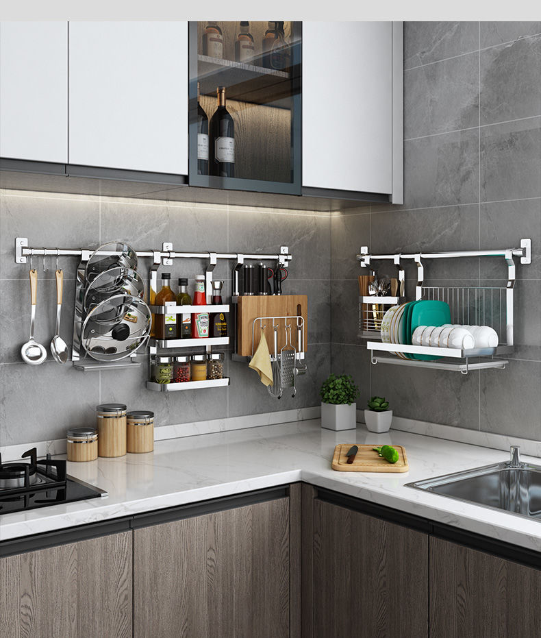 厨房置物架壁挂免打孔挂架墙壁挂件套餐调料架调味品收纳架a45套餐