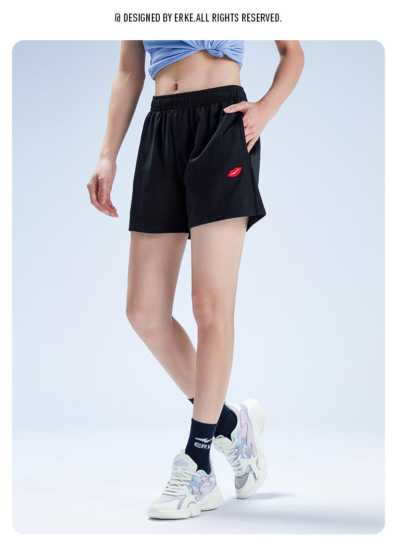 鸿星尔克短裤运动裤女2022年春夏季官方旗舰红星女士透气紧身弹力跑步