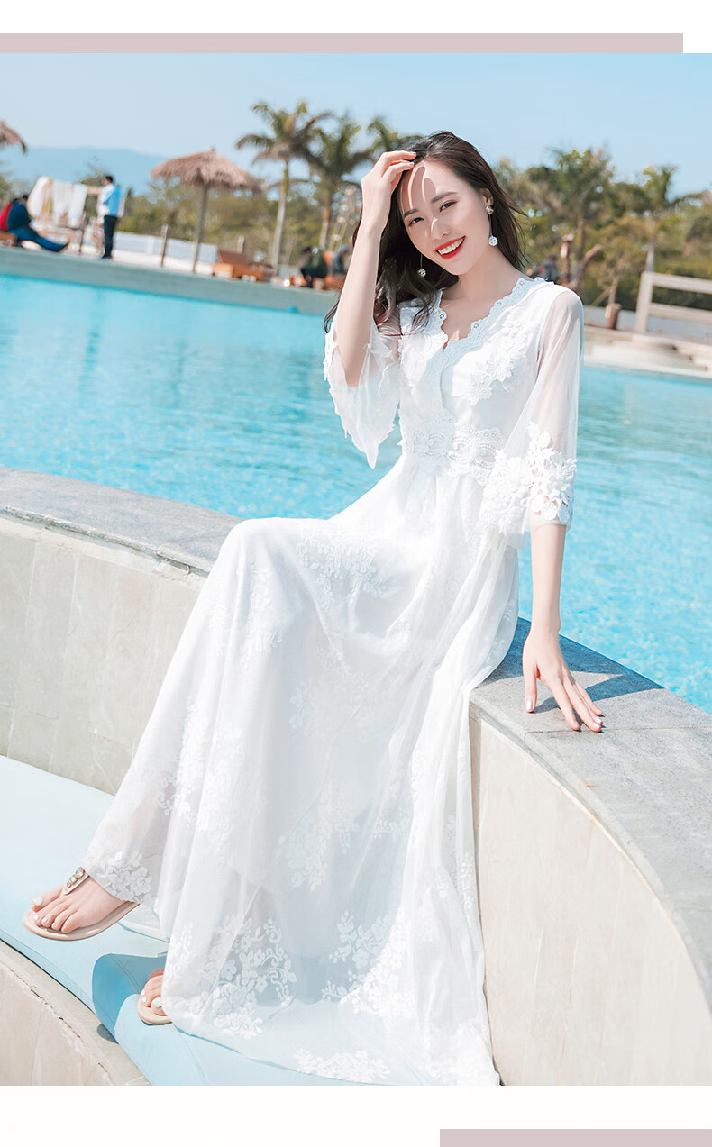 naelk港风潮牌2020夏季网纱连衣裙很仙的小众裙仙女裙甜美蕾丝长裙