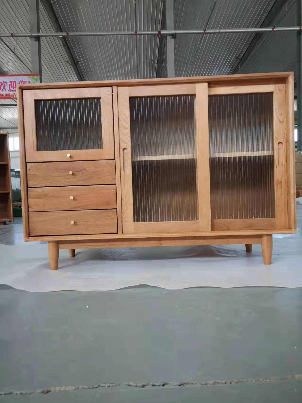 日式餐边柜樱桃木实木北欧茶水柜餐厅厨房柜子储物柜多功能白橡木胡桃