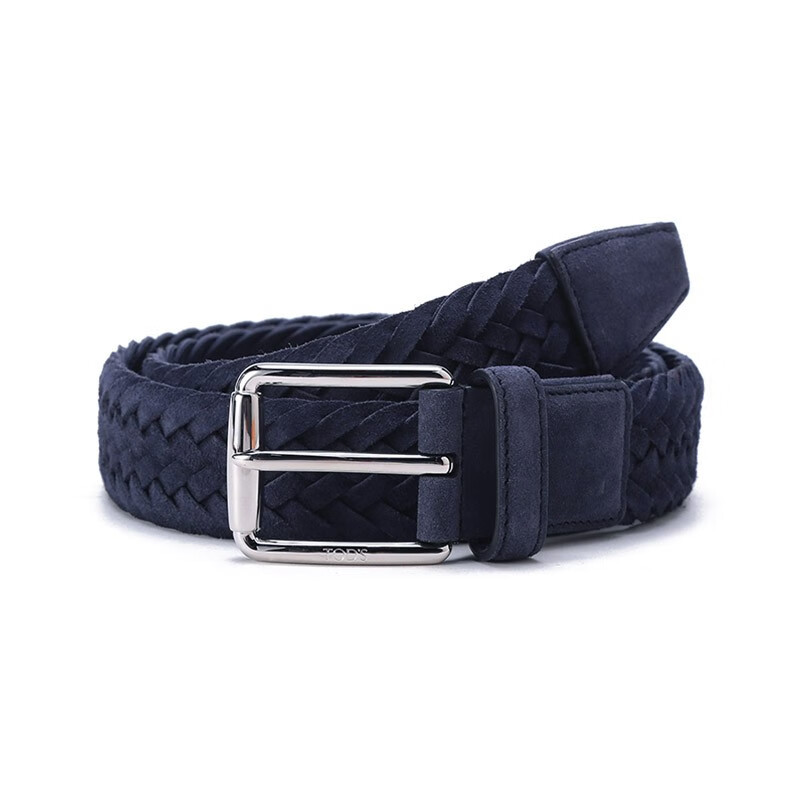 托德斯 tods 男士牛剖层革针扣式编织腰带3.