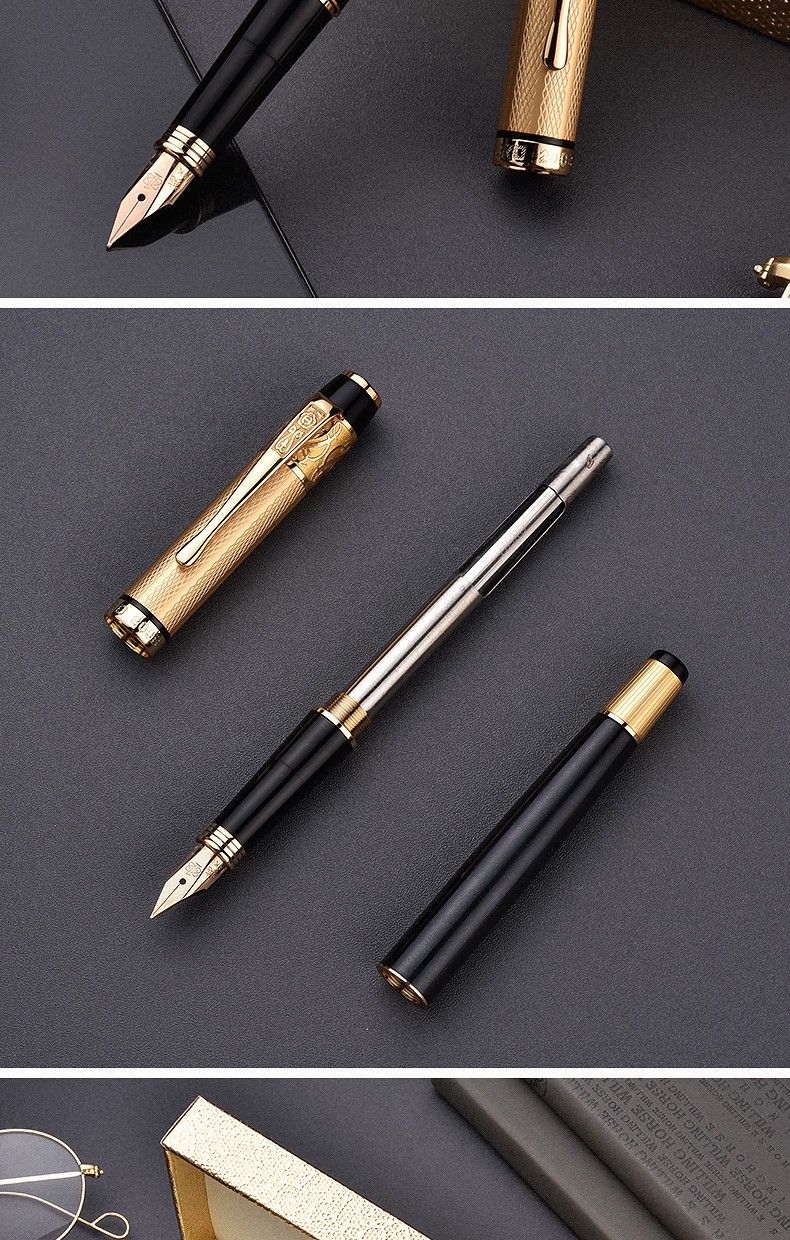上海总厂英雄钢笔14k金笔200b变色龙男士高档成人练字商务礼品笔金属