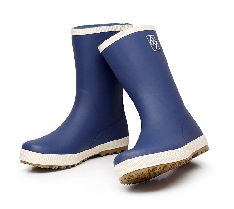 雨鞋男女情侣夏透气轻便大码橡胶水鞋中筒高桶防滑防水高筒雨靴 蓝色