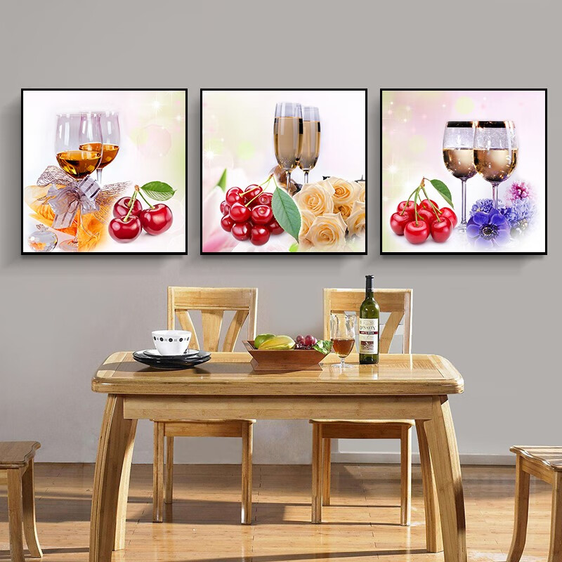 慕柯 家居 现代简约餐厅装饰画小清新饭厅挂画饭店餐桌三联画厨房水果