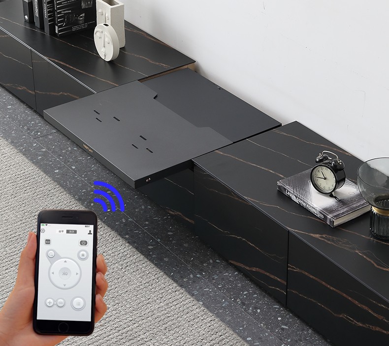 居桐岩板电视柜伸缩激光电视柜简约小户型隐藏式投影仪影视柜客厅茶几