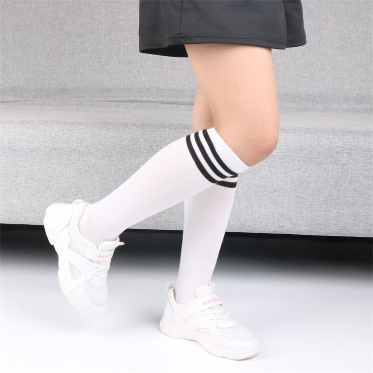 儿童足球袜童高腿袜春夏黑色棉男孩足球袜中筒白色女小学生长筒袜过
