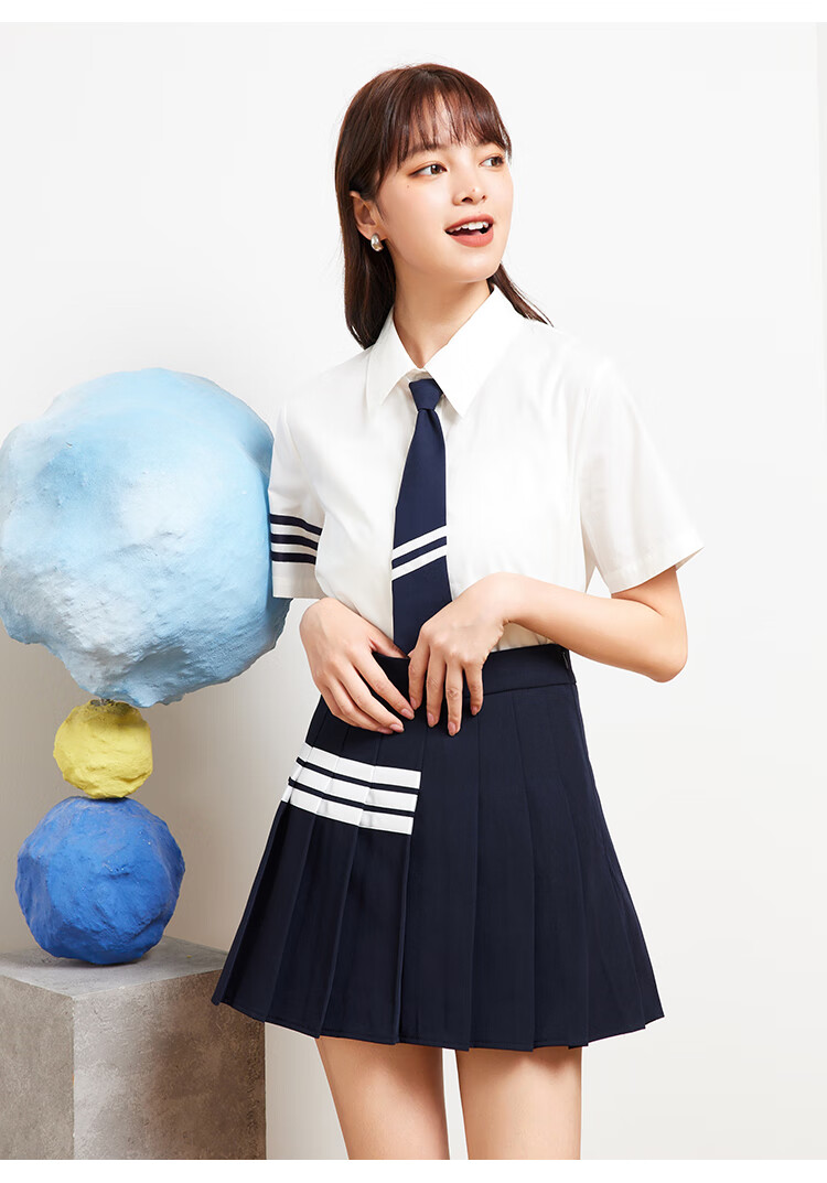 ief/爱依服jk裙子套装2022新款减龄短袖衬衣百褶裙学院风两件套潮3607