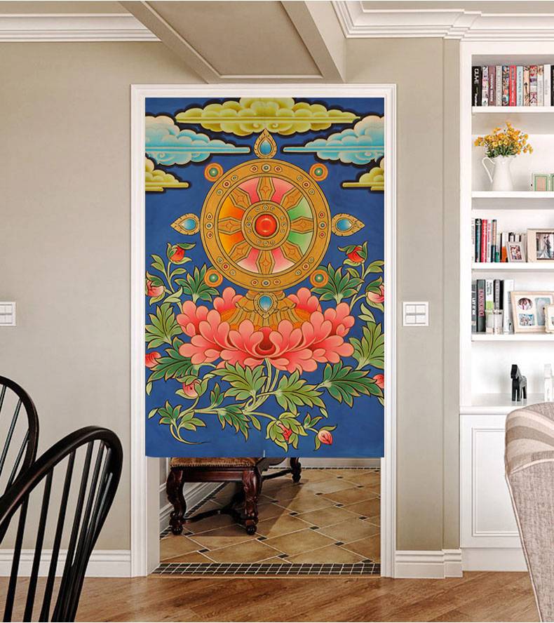 佛龛挂帘中式门帘隔断帘门对门化解半帘佛堂禅意中国风藏式挂帘佛龛