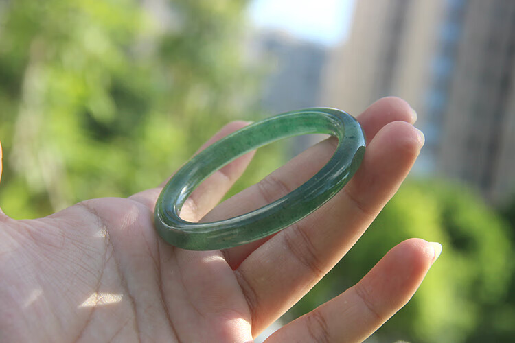 拾吟 天然绿草莓晶手镯 冰种草莓晶水晶青翠绿细圆条镯子 9号- 圈口52