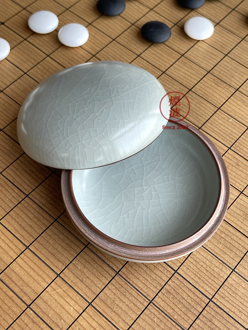台湾 晓芳窑 蔡晓芳 汝窑 影青 冰裂开片 瓷香盒 印泥盒【图片 价格